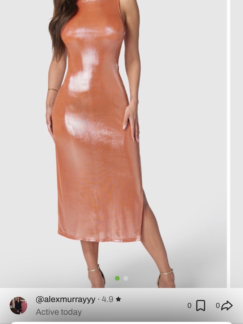 bebe Shimmering Copper-Tone Sleeveless Midi Dress